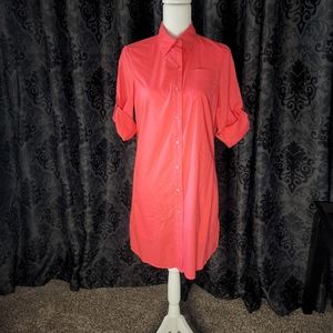 Lands End Pink/Coral Shirt Dress, Women's XS